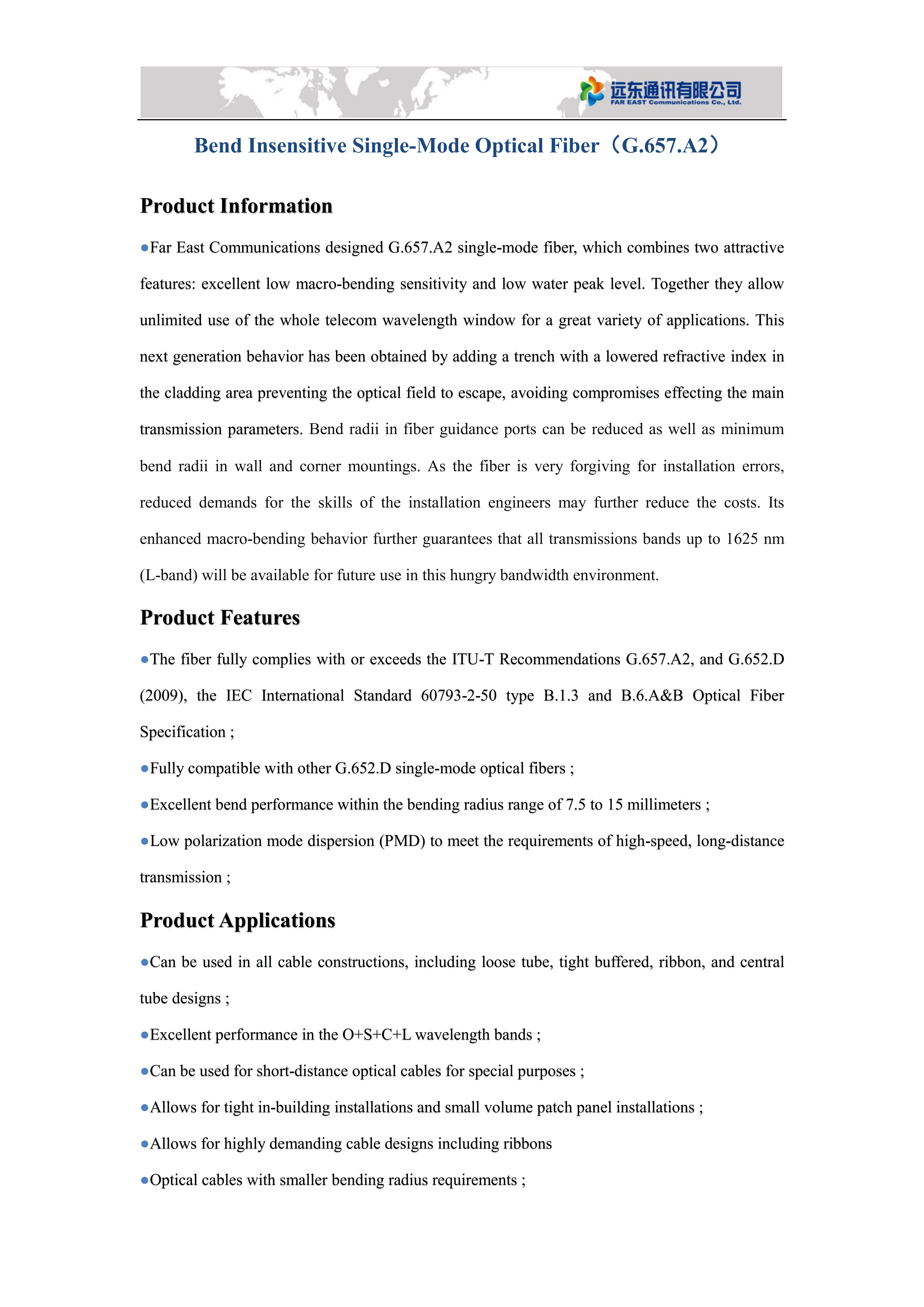 Bend insensitive single mode fiber (G.657.A2 250&mu;m)_01